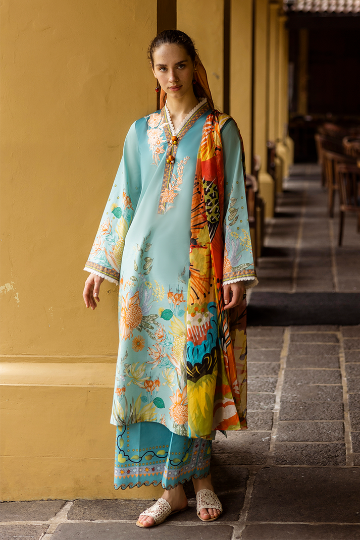 MUSHQ-3PC LAWN PRINTED  SHIRT WITH CHIFFON PRINT DUPATTA AND PRINT TROUSER-BIC-2507