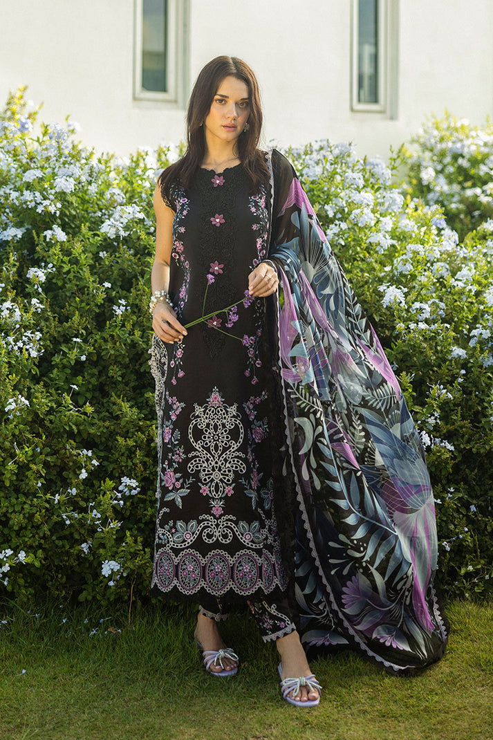 MUSHQ-3PC LAWN EMBROIDERED SHIRT WITH CHIFFON PRINT DUPATTA & TROUSER-BIC-3733