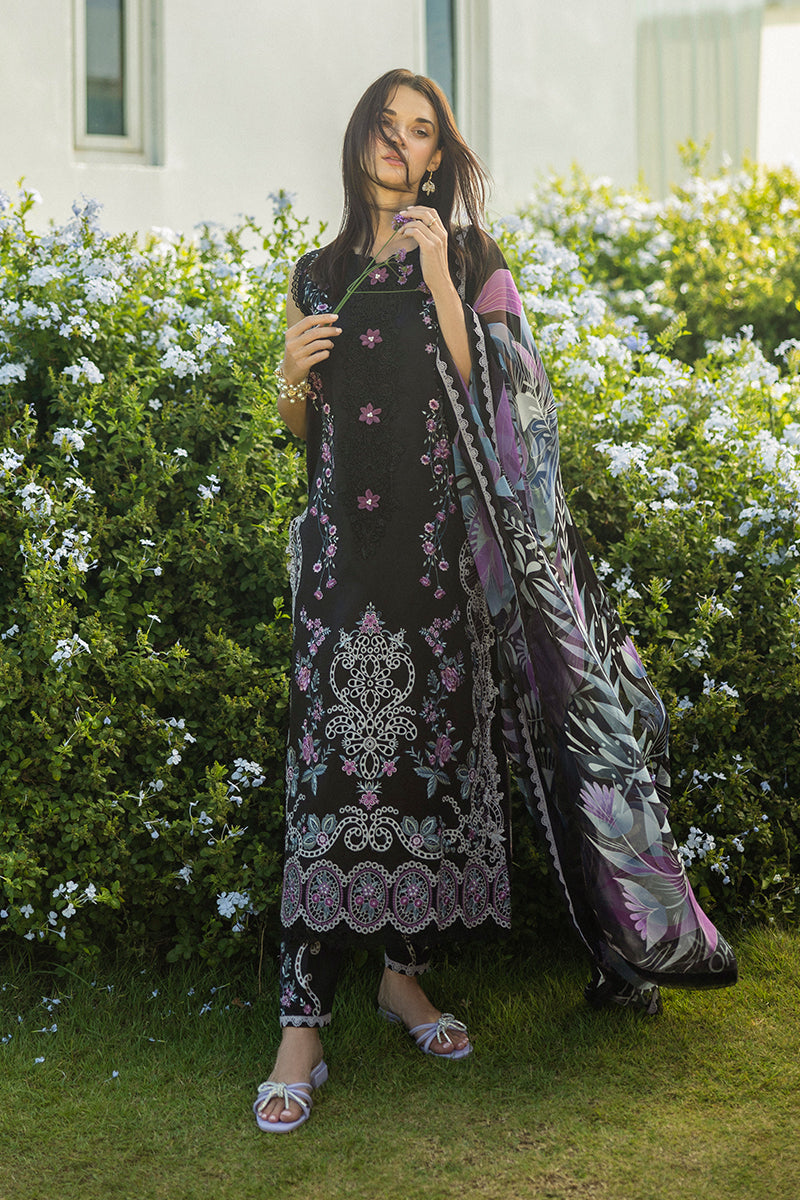 MUSHQ-3PC LAWN EMBROIDERED SHIRT WITH CHIFFON PRINT DUPATTA & TROUSER-BIC-3733