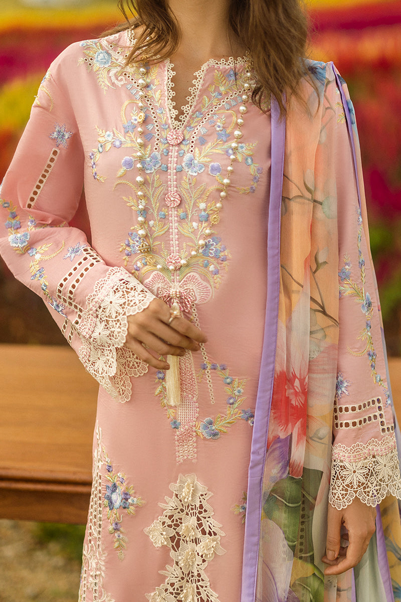 MUSHQ-3PC LAWN EMBROIDERED SHIRT WITH CHIFFON PRINT DUPATTA & TROUSER-BIC-3725