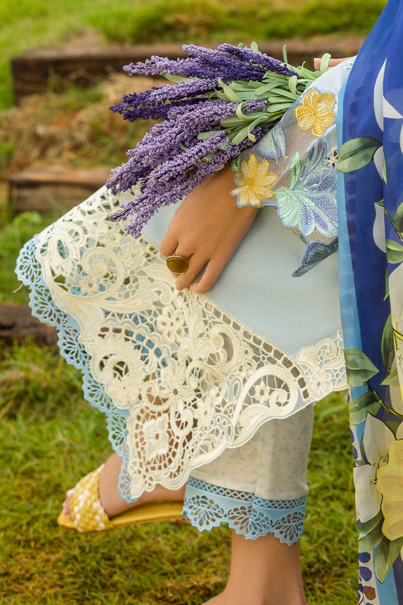 MUSHQ-3PC LAWN EMBROIDERED SHIRT WITH CHIFFON PRINT DUPATTA & TROUSER-BIC-3729