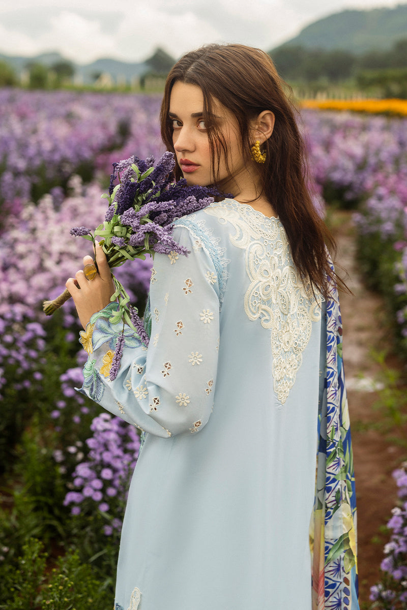 MUSHQ-3PC LAWN EMBROIDERED SHIRT WITH CHIFFON PRINT DUPATTA & TROUSER-BIC-3729