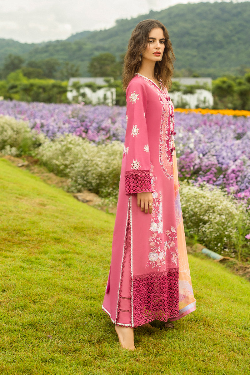 MUSHQ-3PC LAWN EMBROIDERED SHIRT WITH CHIFFON PRINT DUPATTA & TROUSER-BIC-3743