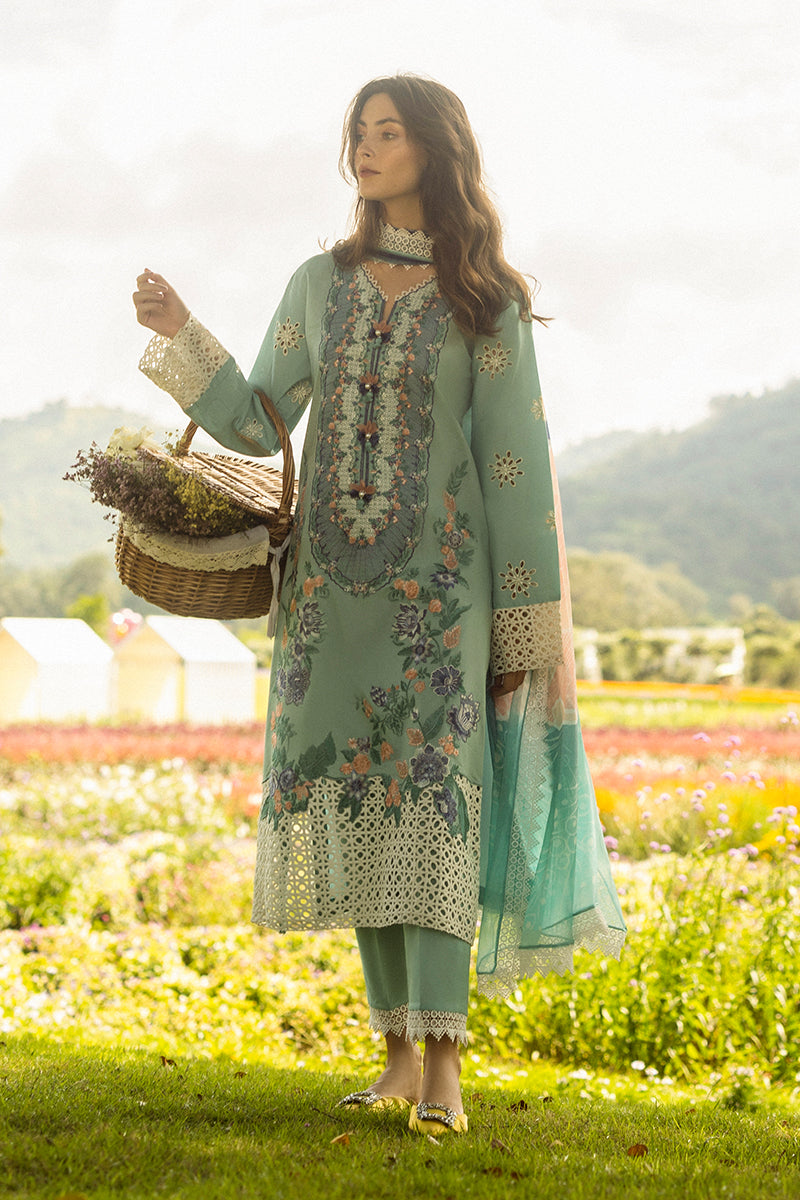 MUSHQ-3PC LAWN EMBROIDERED SHIRT WITH MONARK PRINT DUPATTA AND TROUSER-BIC-3742