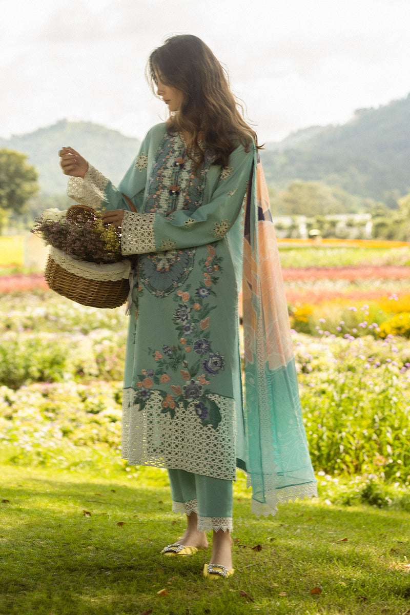 MUSHQ-3PC LAWN EMBROIDERED SHIRT WITH MONARK PRINT DUPATTA AND TROUSER-BIC-3742