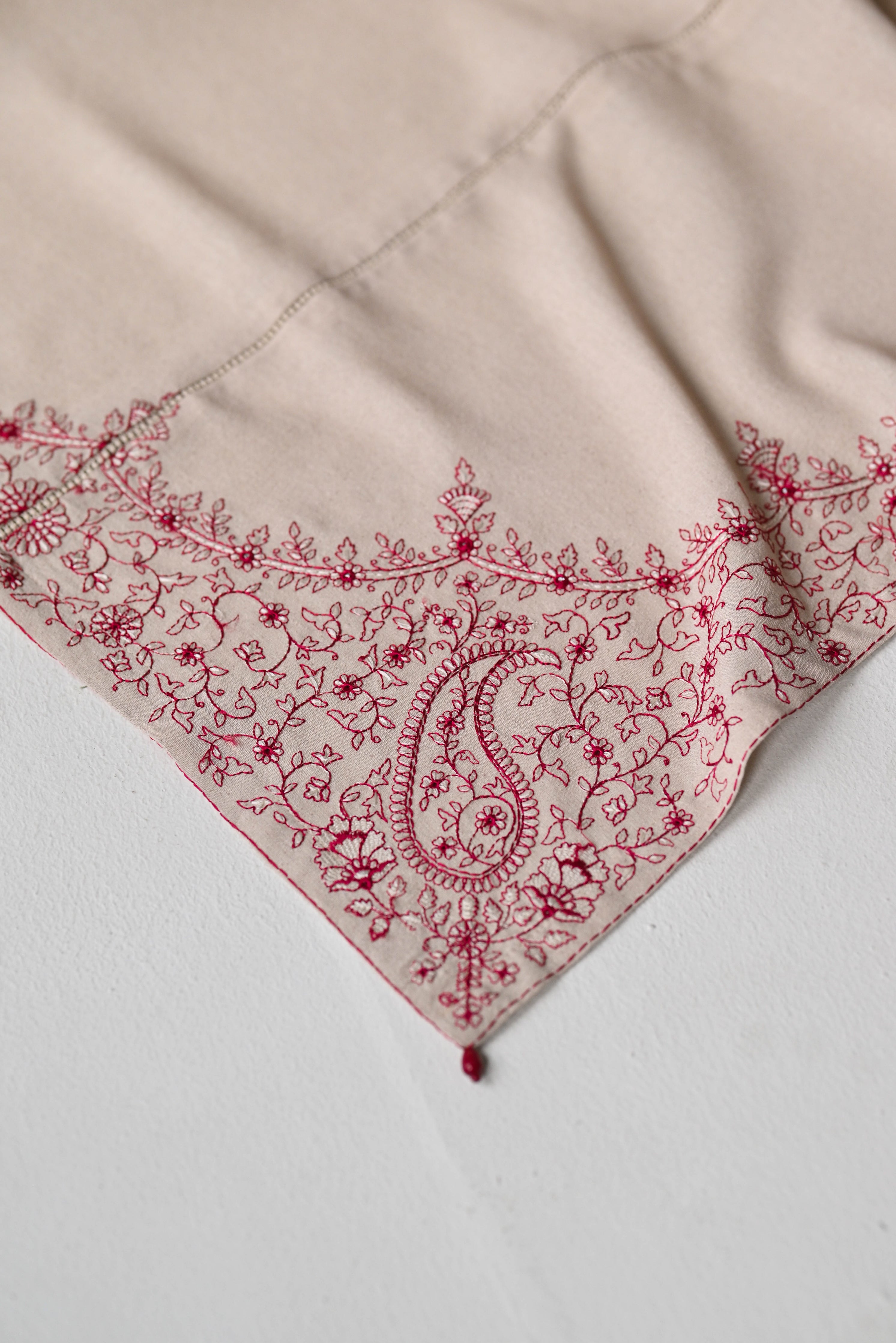 ZAIB-3PC DHANAK EMBROIDERED SHIRT WITH DHANAK EMBROIDERED SHAWL AND TROUSER-BIC-4352