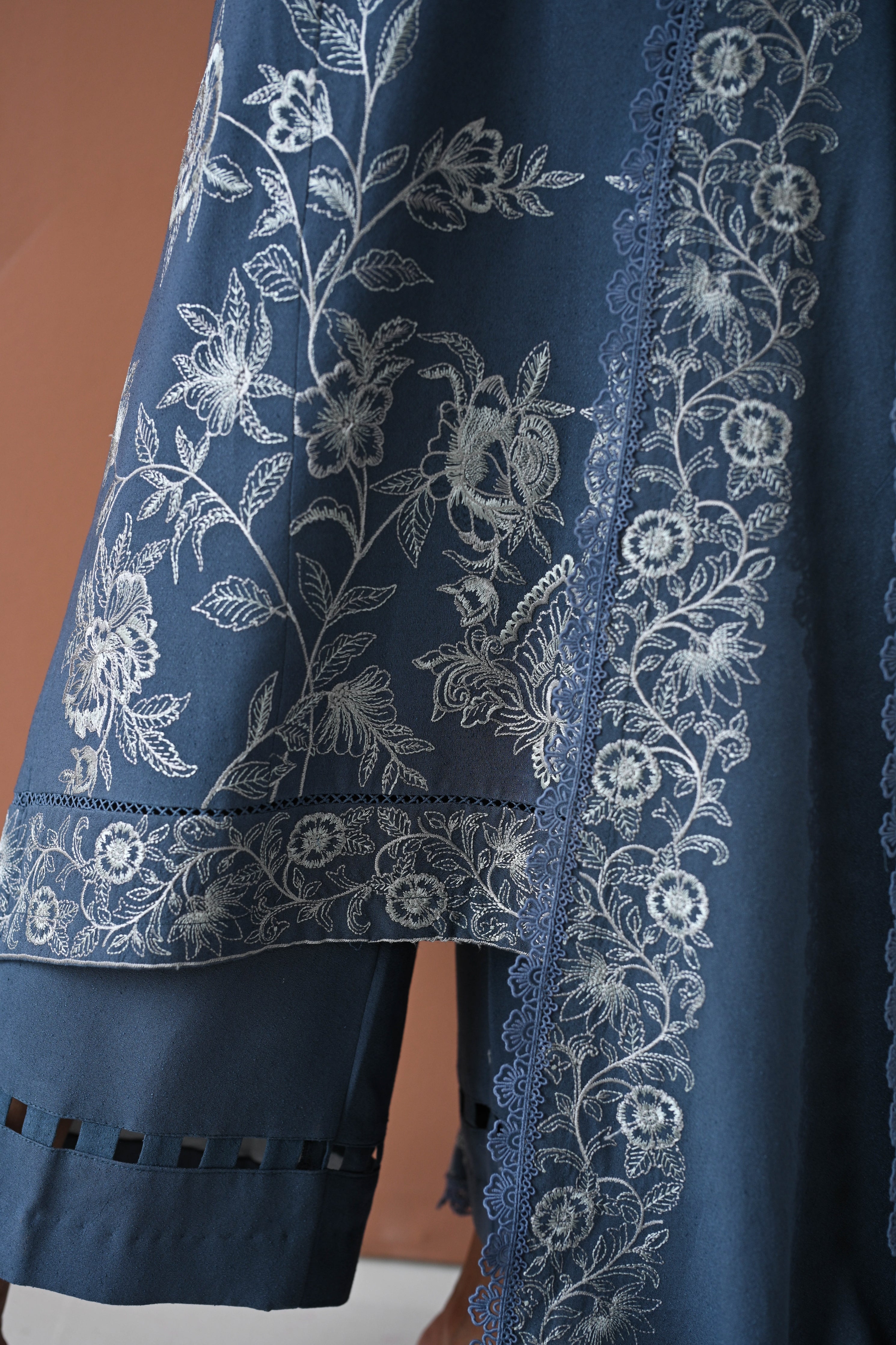 BATIK-3PC DHANAK EMBROIDERED SHIRT WITH DHANAK EMBROIDERED SHAWL AND TROUSER-BIC-4315