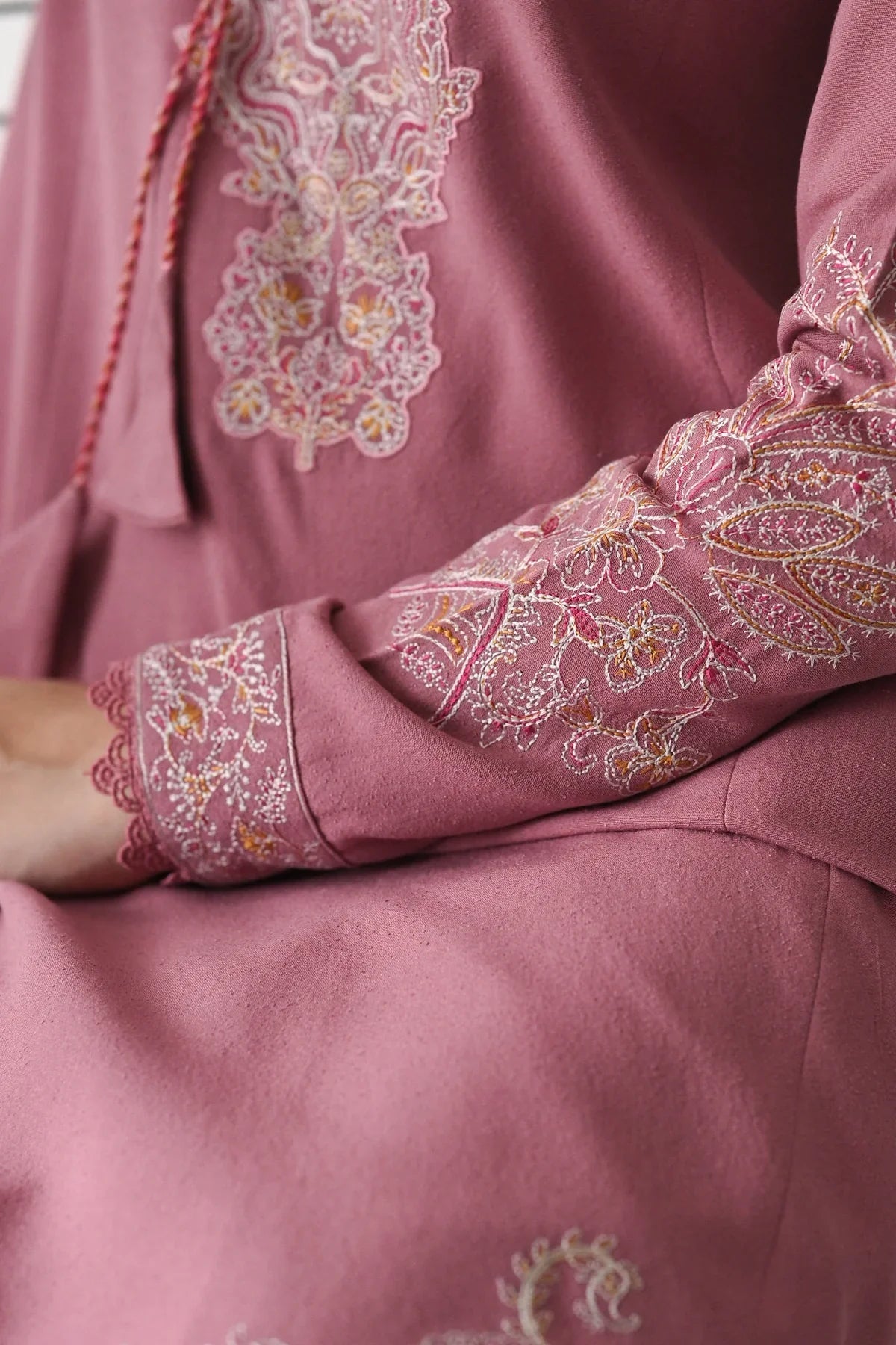 BATIK-3PC DHANAK EMBROIDERED SHIRT WITH DHANAK EMBROIDERED SHAWL AND TROUSER-BIC-4189