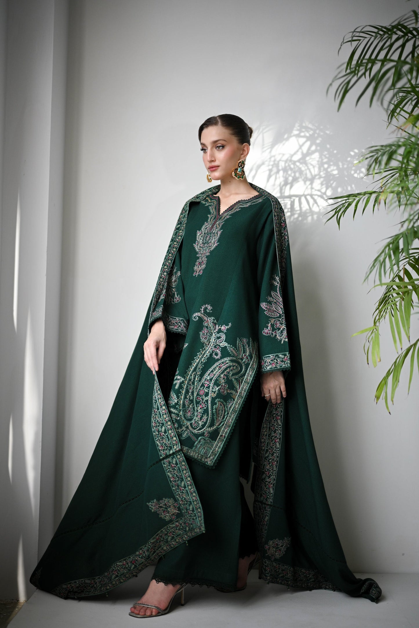 BATIK-3PC DHANAK EMBROIDERED SHIRT WITH DHANAK EMBROIDERED SHAWL & TROUSER-BIC-4190
