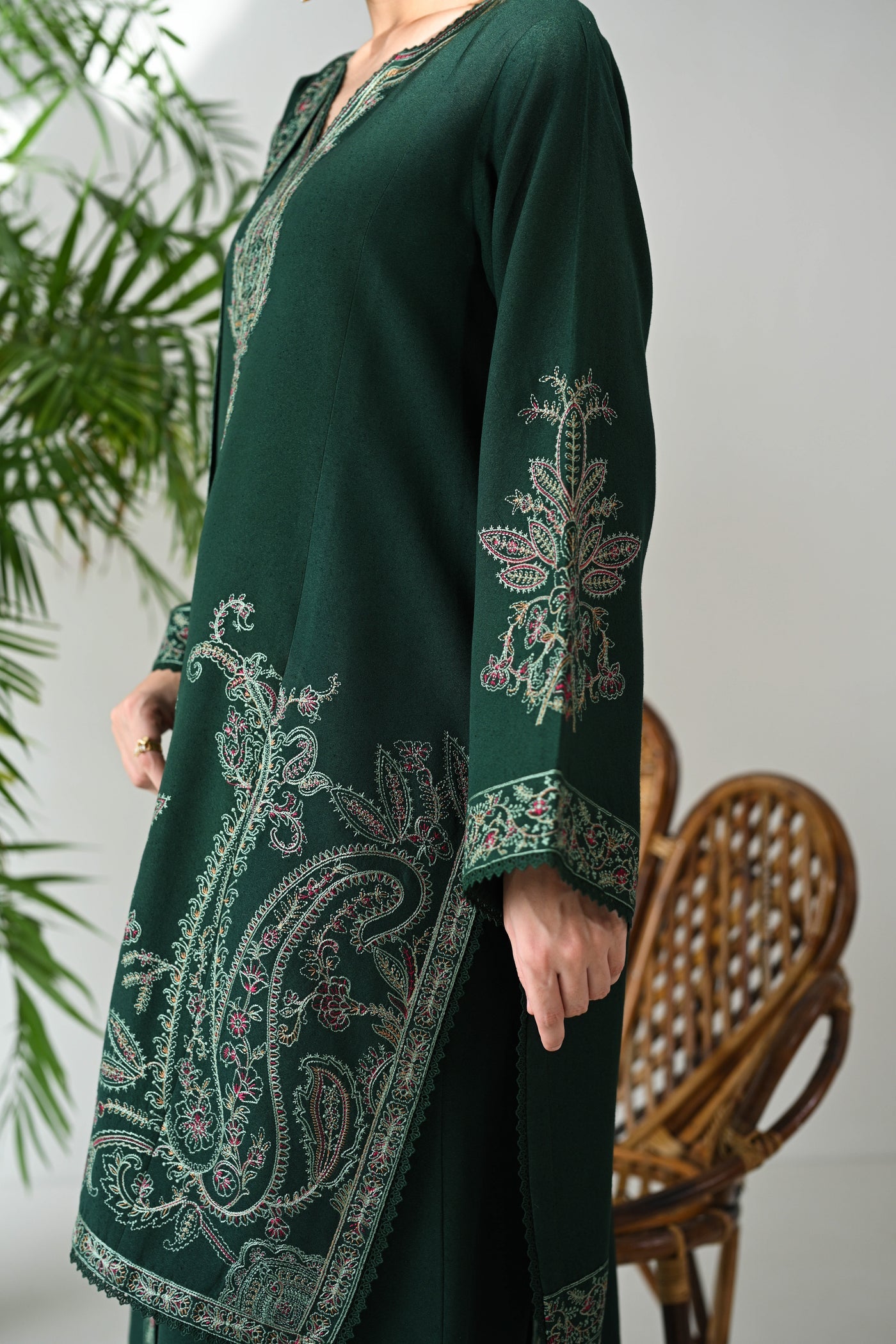 BATIK-3PC DHANAK EMBROIDERED SHIRT WITH DHANAK EMBROIDERED SHAWL & TROUSER-BIC-4190