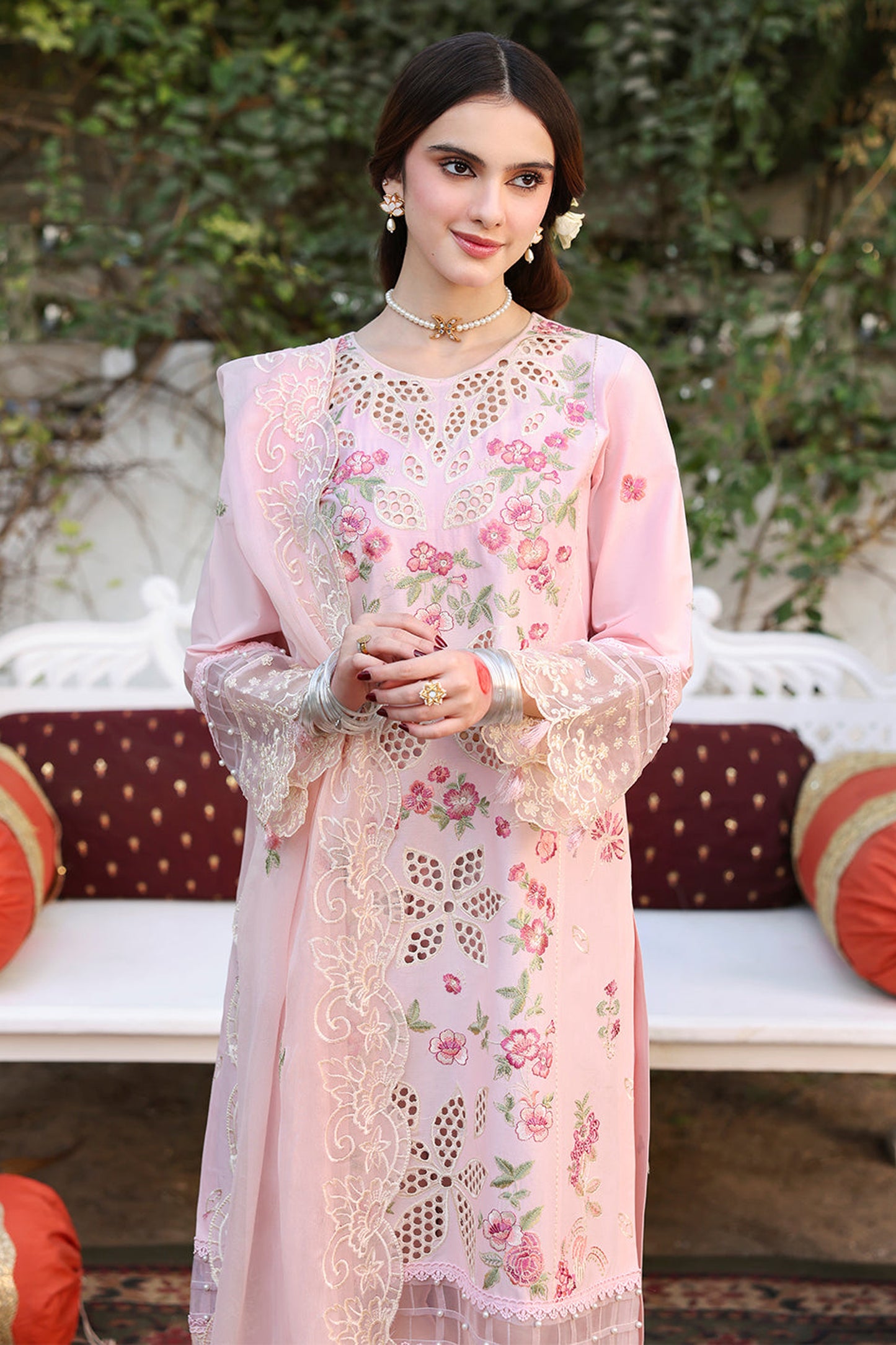 MAHNUR-3PC LAWN EMBROIDERED SHIRT WITH MONARK EMBROIDERED DUAPATTA AND TROUSER-BIC-3716