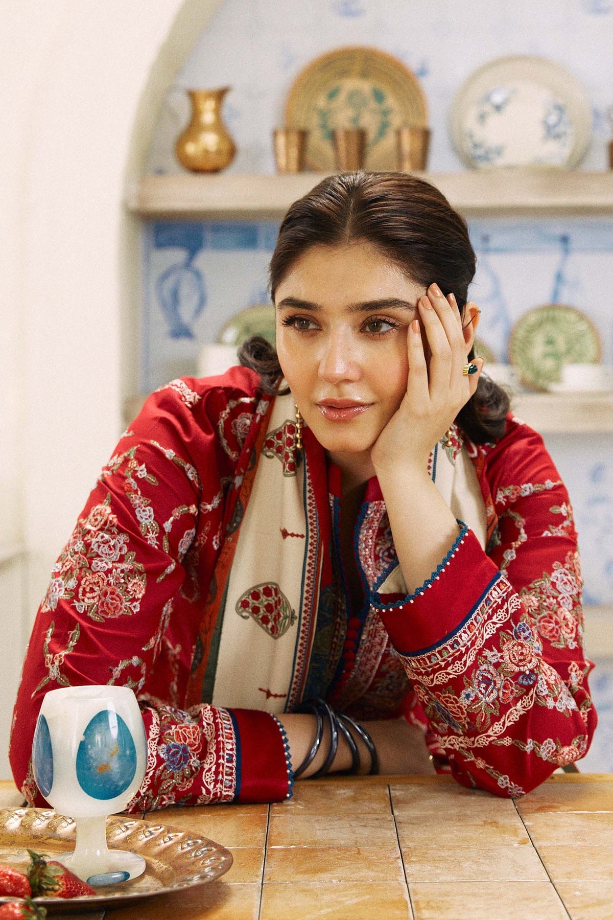 ZARASHAHJAHAN-3PC LAWN EMBROIDERED SHIRT WITH MONARK PRINT DUPATTA AND EMB TROUSER-BIC-3521