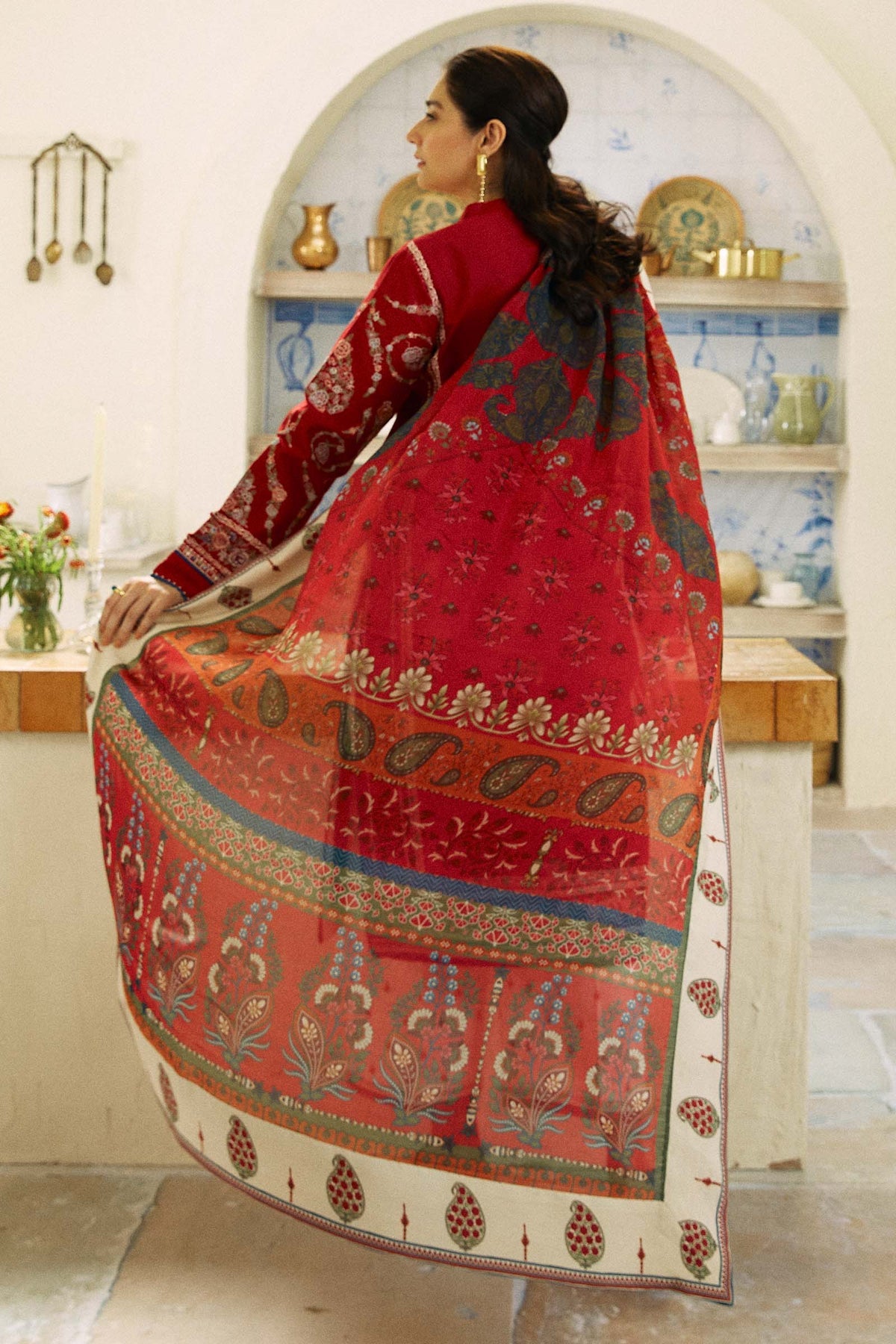 ZARASHAHJAHAN-3PC LAWN EMBROIDERED SHIRT WITH MONARK PRINT DUPATTA AND EMB TROUSER-BIC-3521