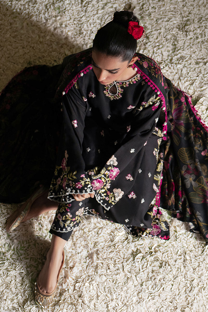 CROSS STITCH-3PC DHANAK EMBROIDERED SHIRT WITH COURTRAI PRINTED SHAWL AND TROUSER BIC-4276