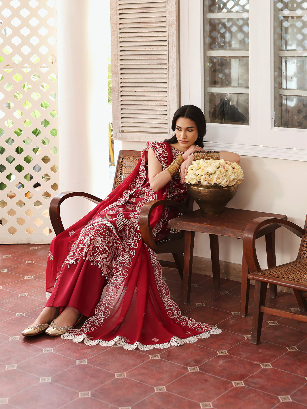 MAHNUR-3PC LAWN EMBROIDERED SHIRT WITH MONARK EMBROIDERED DUAPATTA AND TROUSER-BIC-3717