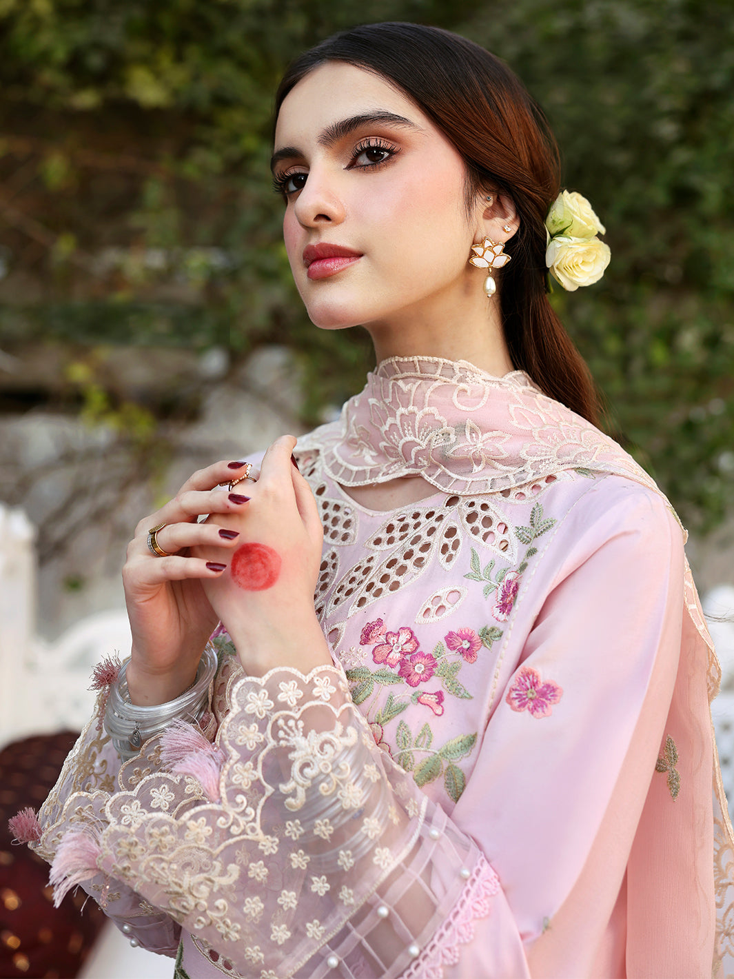 MAHNUR-3PC LAWN EMBROIDERED SHIRT WITH MONARK EMBROIDERED DUAPATTA AND TROUSER-BIC-3716