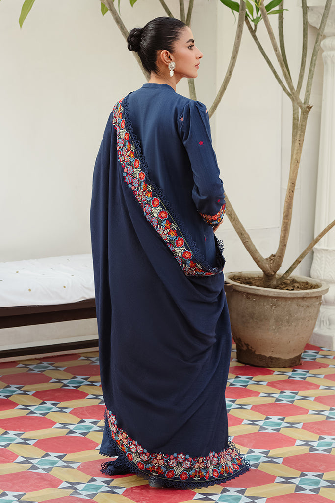 CROSS STITCH-3PC DHANAK EMBROIDERED SHIRT WITH DHANAK EMBROIDERED SHAWL AND TROUSER-BIC-4275