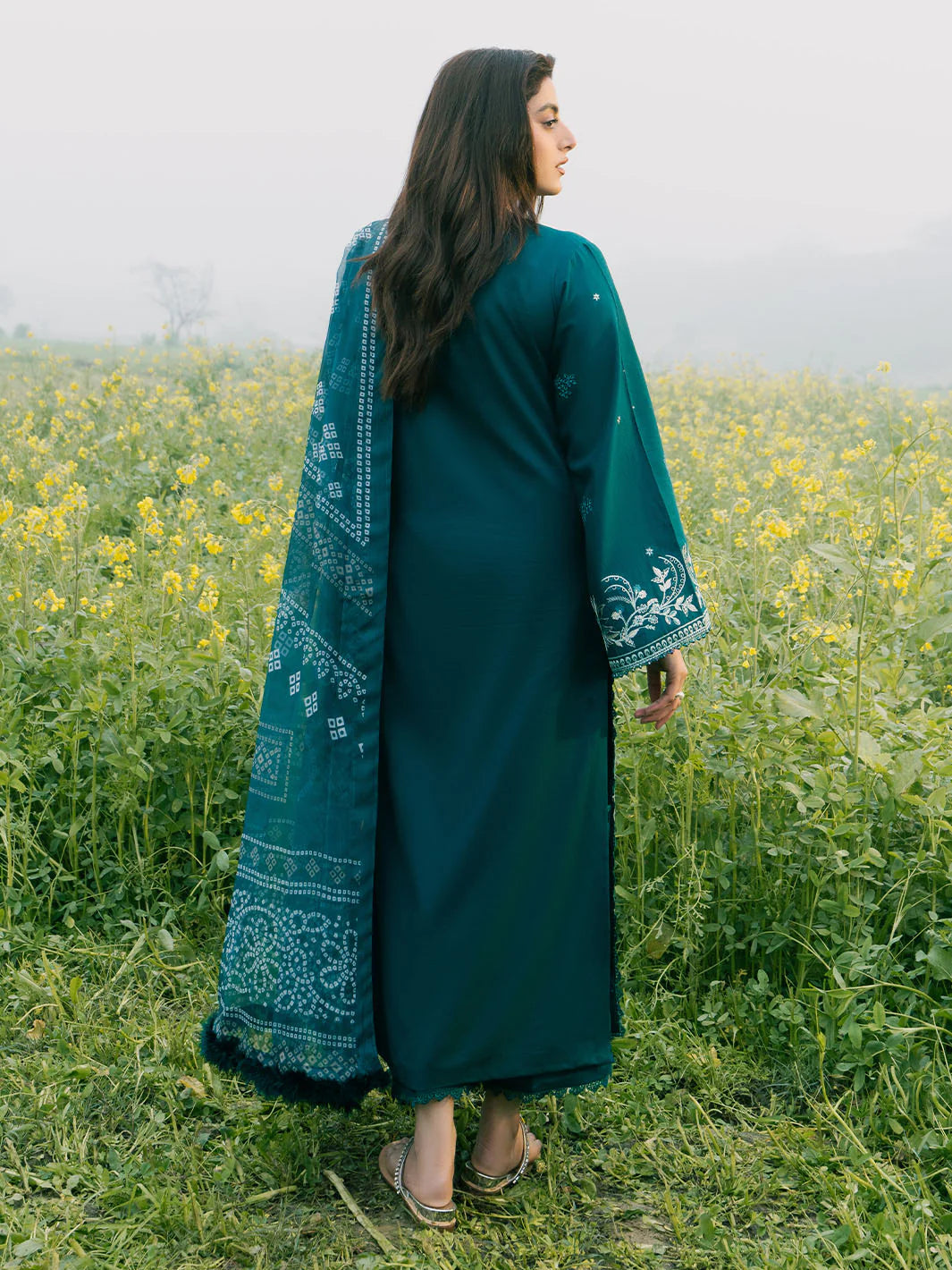 IZEL-3PC LAWN EMBROIDERED SHIRT WITH MONARK PRINT DUPATTA AND TROUSER-BIC-3687