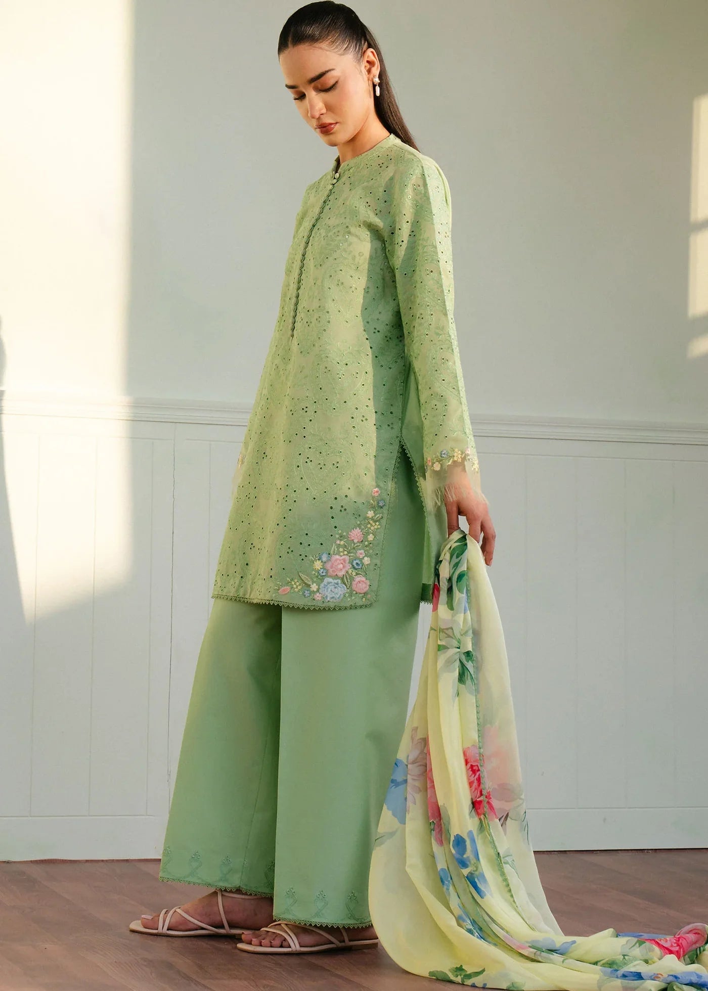 ZARA SHAH JAHAN - 3PC LAWN EMBROIDERED SHIRT WITH MONARK PRINTED DUPATTA AND TROUSER-BIC-3753