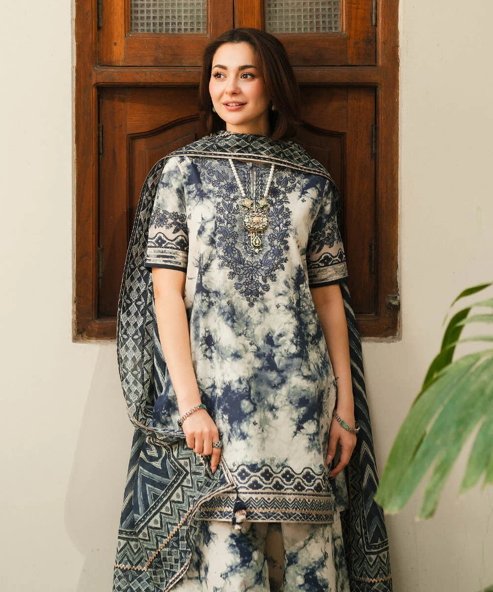SAPPHIRE.B-3PC LAWN EMBROIDERED PRINTED SHIRT WITH CHIFFON PRINT DUPATTA AND PRINT TROUSER-BIC-