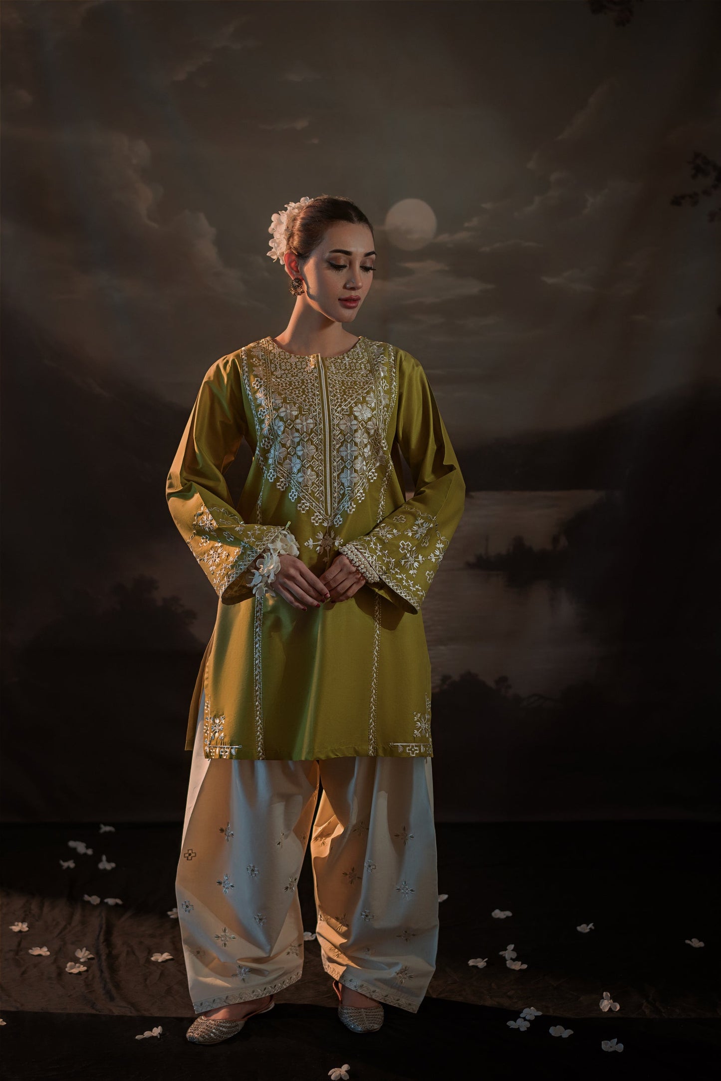 URGE-2PC LAWN EMBROIDERED SHIRT WITH LAWN EMBROIDERED TROUSER-BIC-3481