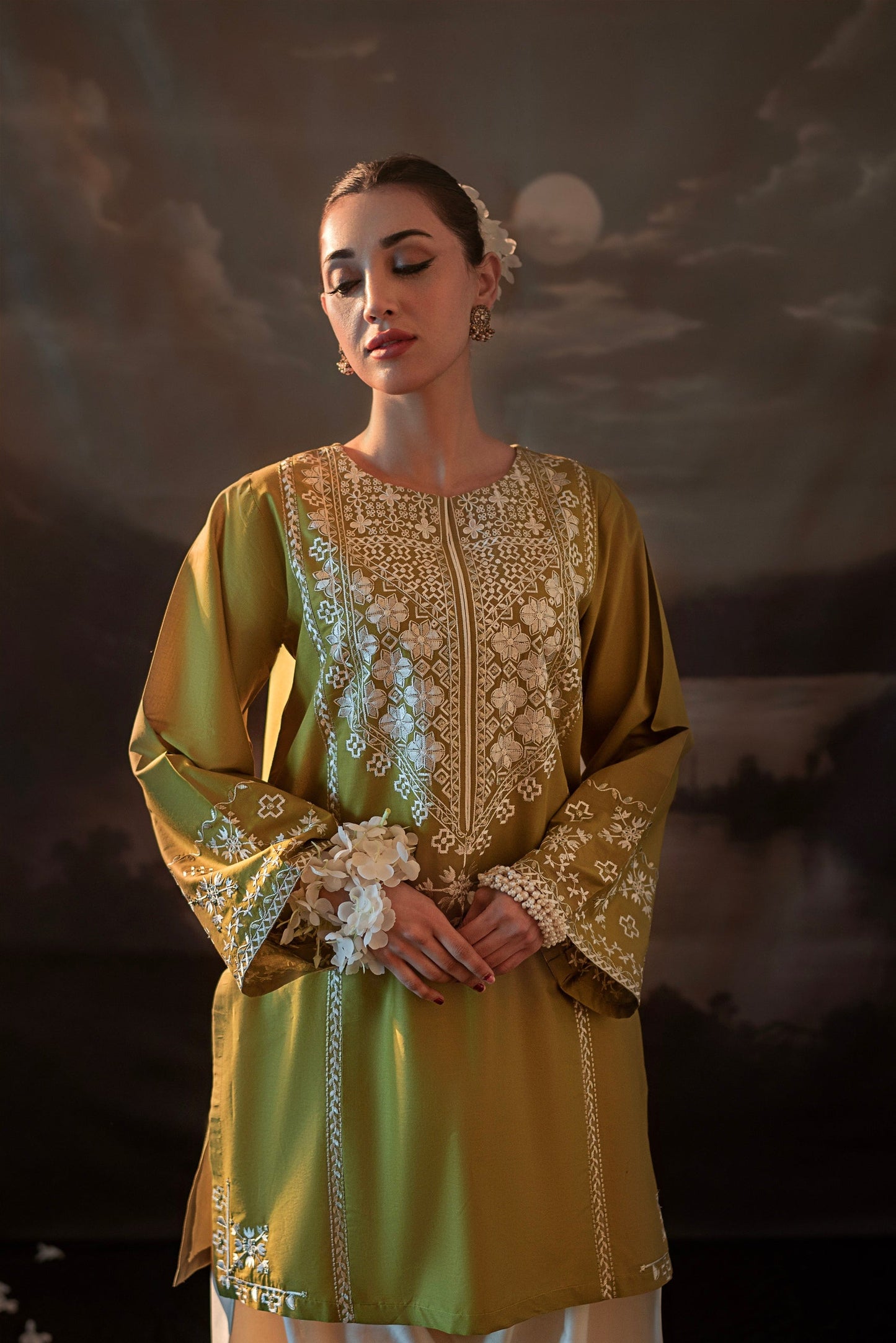 URGE-2PC LAWN EMBROIDERED SHIRT WITH LAWN EMBROIDERED TROUSER-BIC-3481