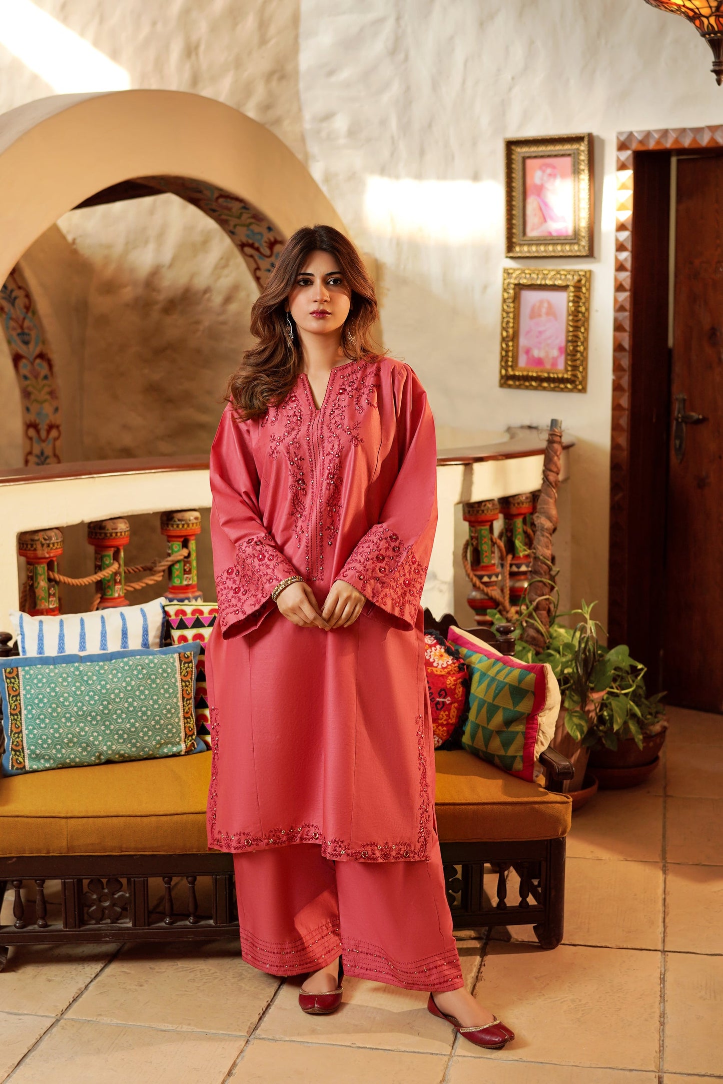 URGE-2PC LAWN EMBROIDERED SHIRT AND EMBROIDERED TROUSER-BIC-3487
