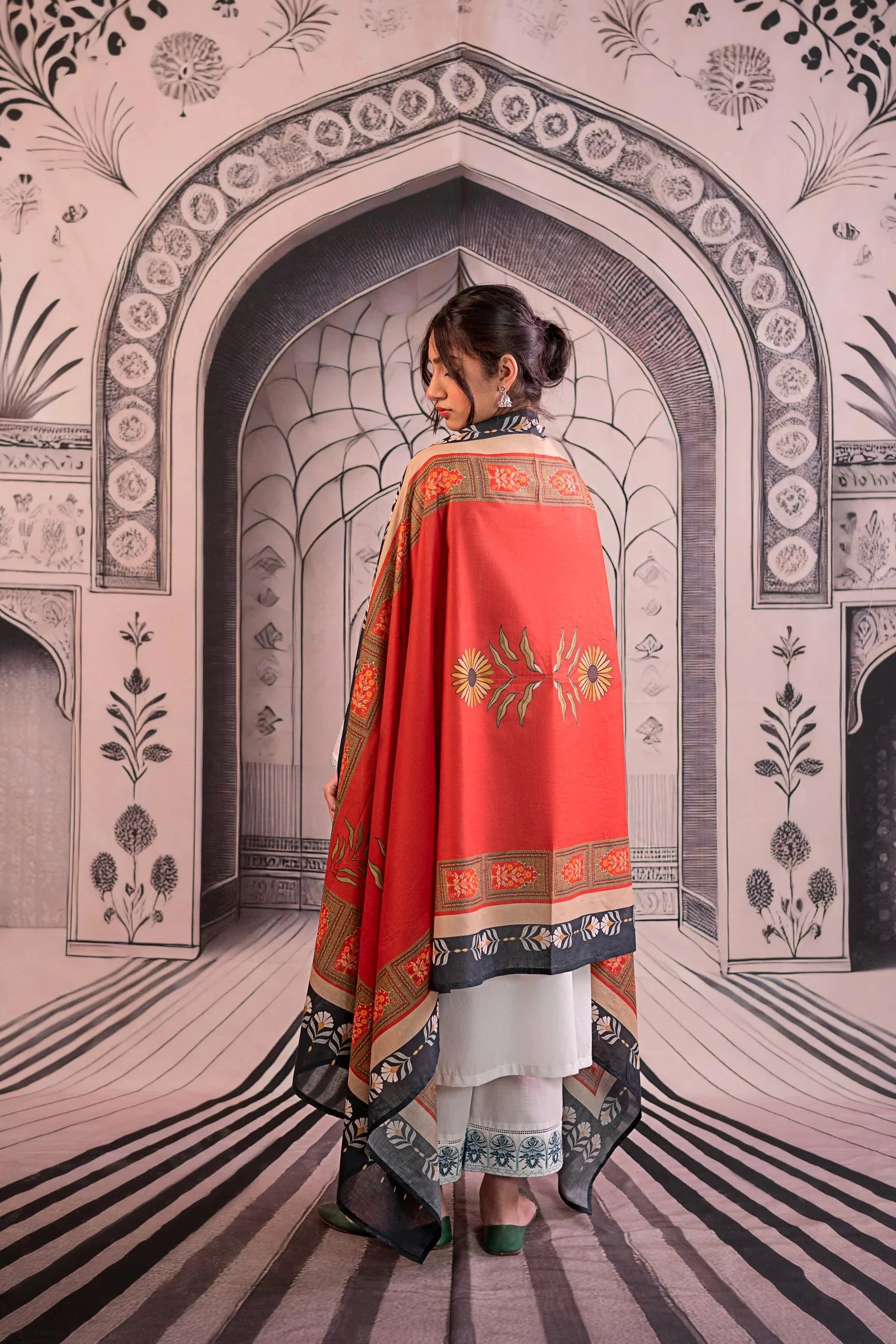 URGE - 3PC LAWN EMBROIDERED SHIRT WITH MONARK PRINTED DUPATTA AND EMB TROUSER BIC-3758