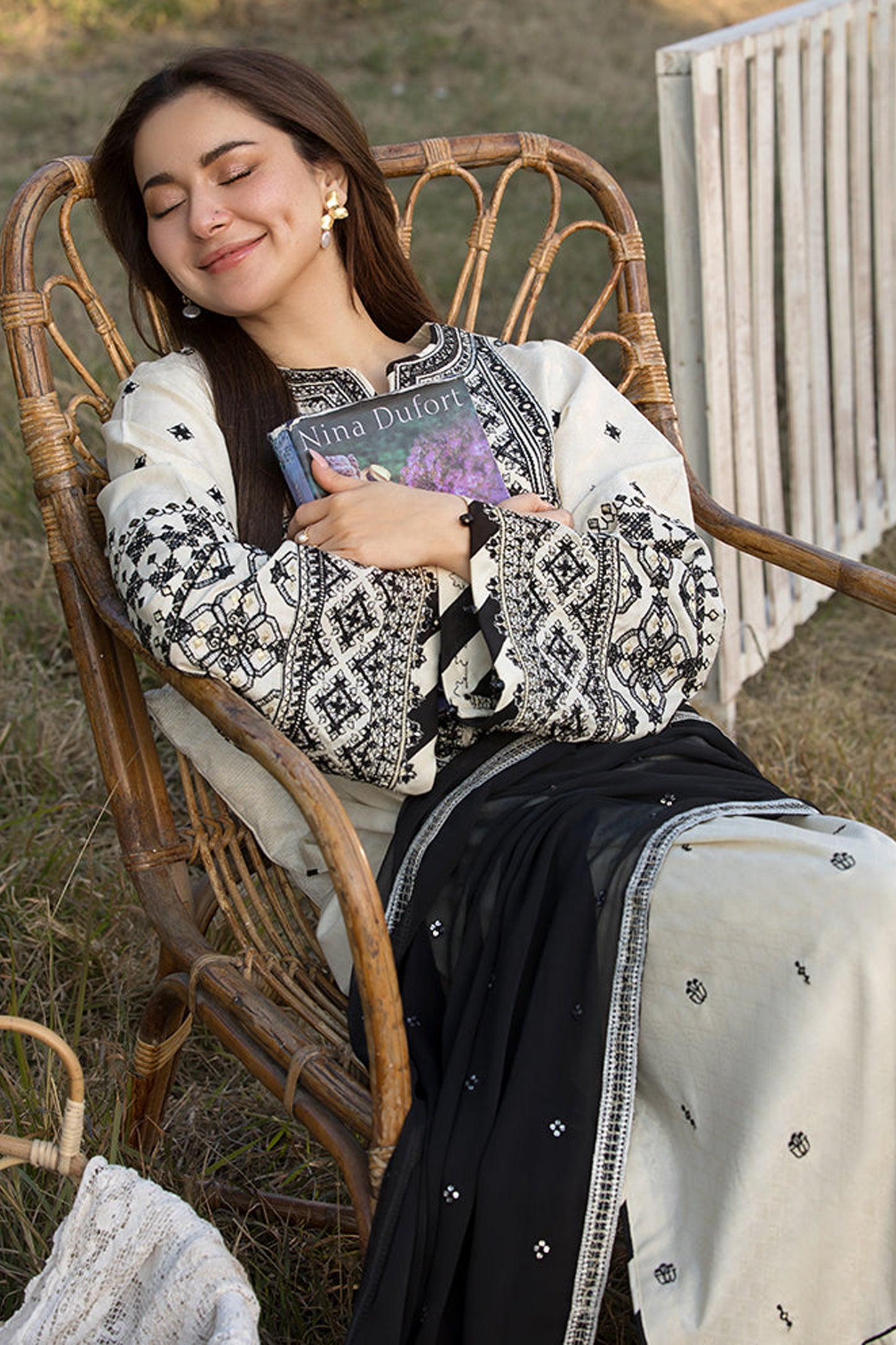 QALAMQAR-3PC LAWN EMBROIDERED SHIRT WITH CHIFFON EMBROIDERED DUPATTA AND TROUSER-BIC-3757