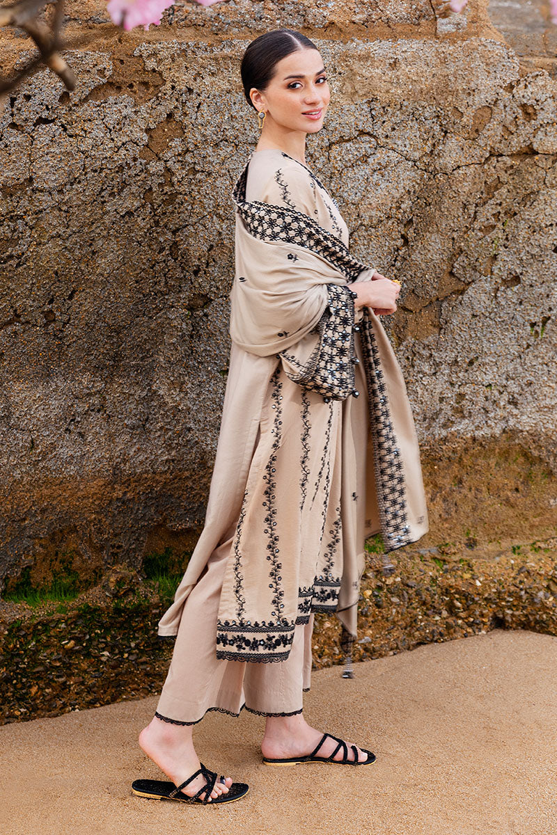 CROSS STITCH-3PC DHANAK EMBROIDERED SHIRT WITH DHANAK EMBROIDERED SHAWL AND TROUSER BIC-4337