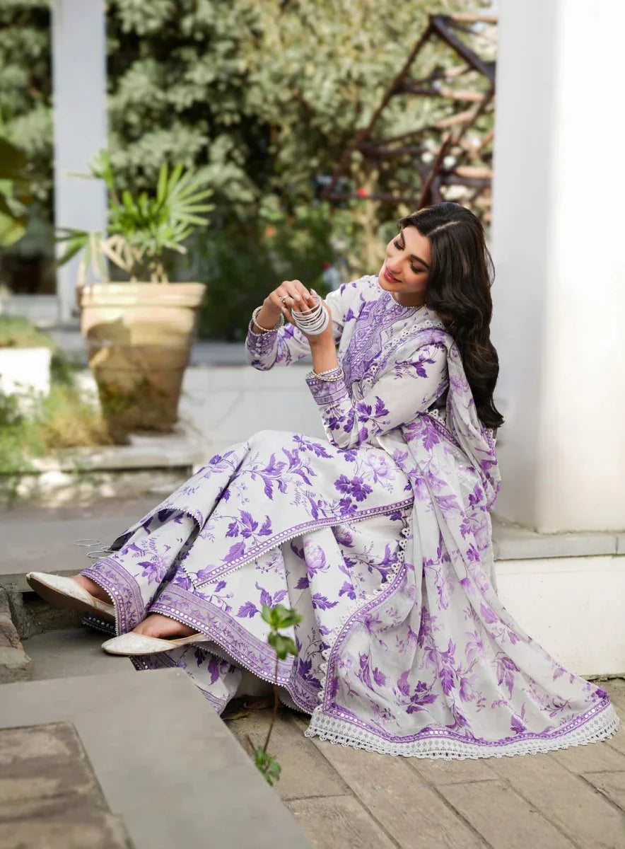 BAROQUE-3PC KHADDAR PRINTED EMB SHIRT WITH KHADDAR PRINT EMB DUPATTA AND PRINT TROUSER-BIC-2562