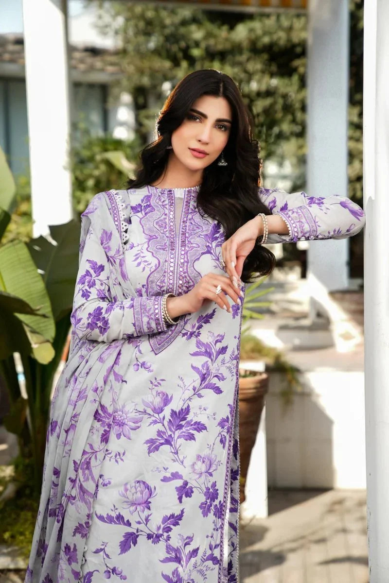 BAROQUE-3PC KHADDAR PRINTED EMB SHIRT WITH KHADDAR PRINT EMB DUPATTA AND PRINT TROUSER-BIC-2562