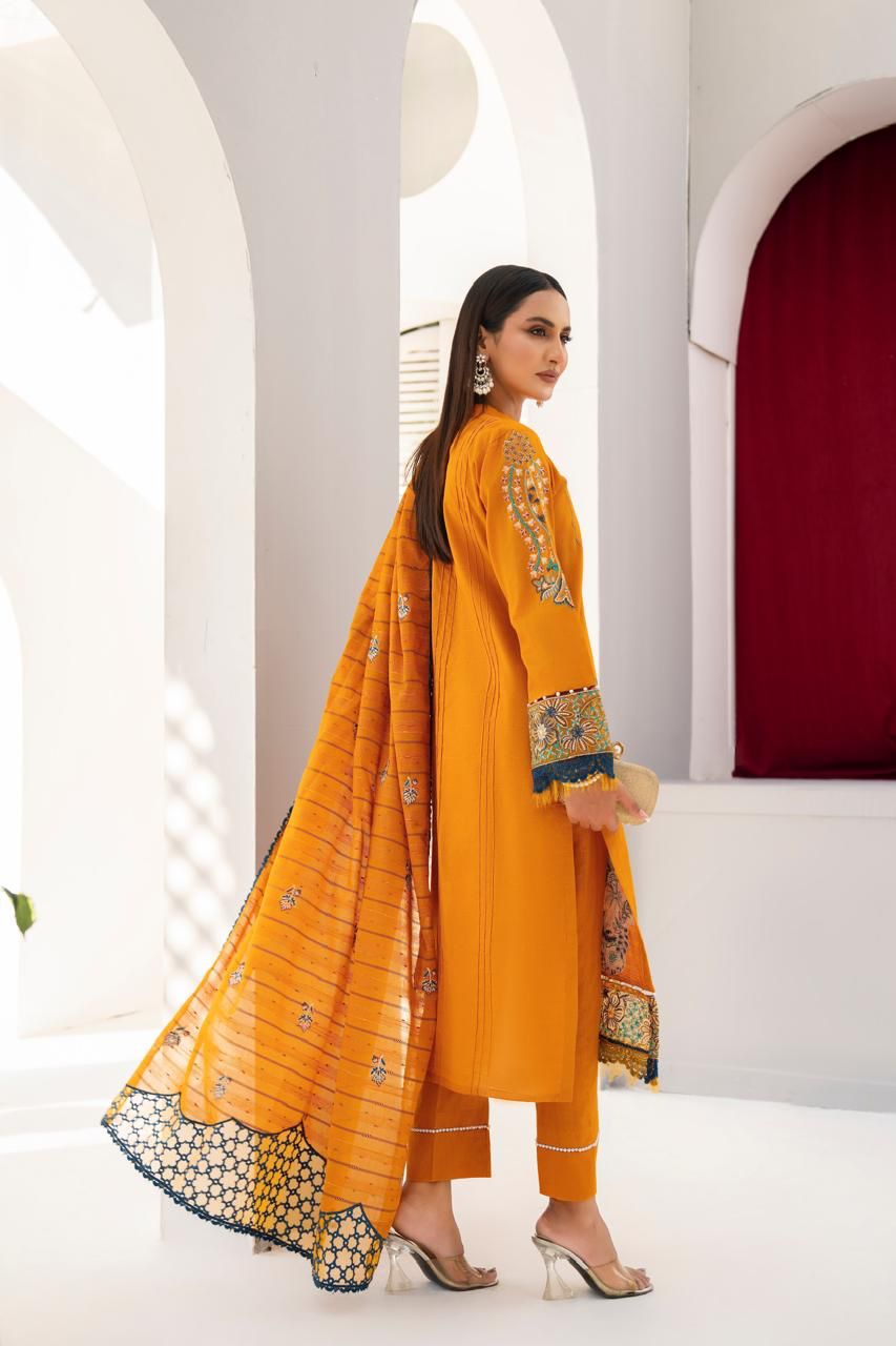 BRANDSINN-3PC LAWN EMBROIDERED SHIRT WITH LAWN  EMBROIDERED READY TO WEAR DUPATTA-BIC-05