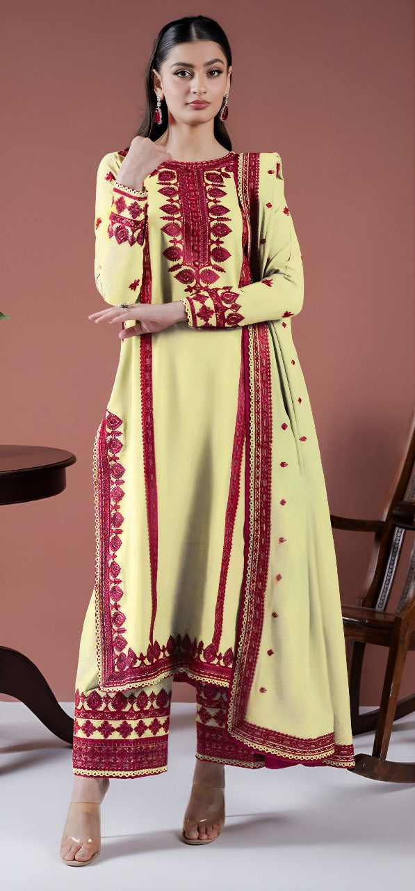 ASIM JOFA-3PC LAWN EMBROIDERED SHIRT WITH LAWN EMBROIDERED DUPATTA AND LAWN TROUSER-BIC-3563 A