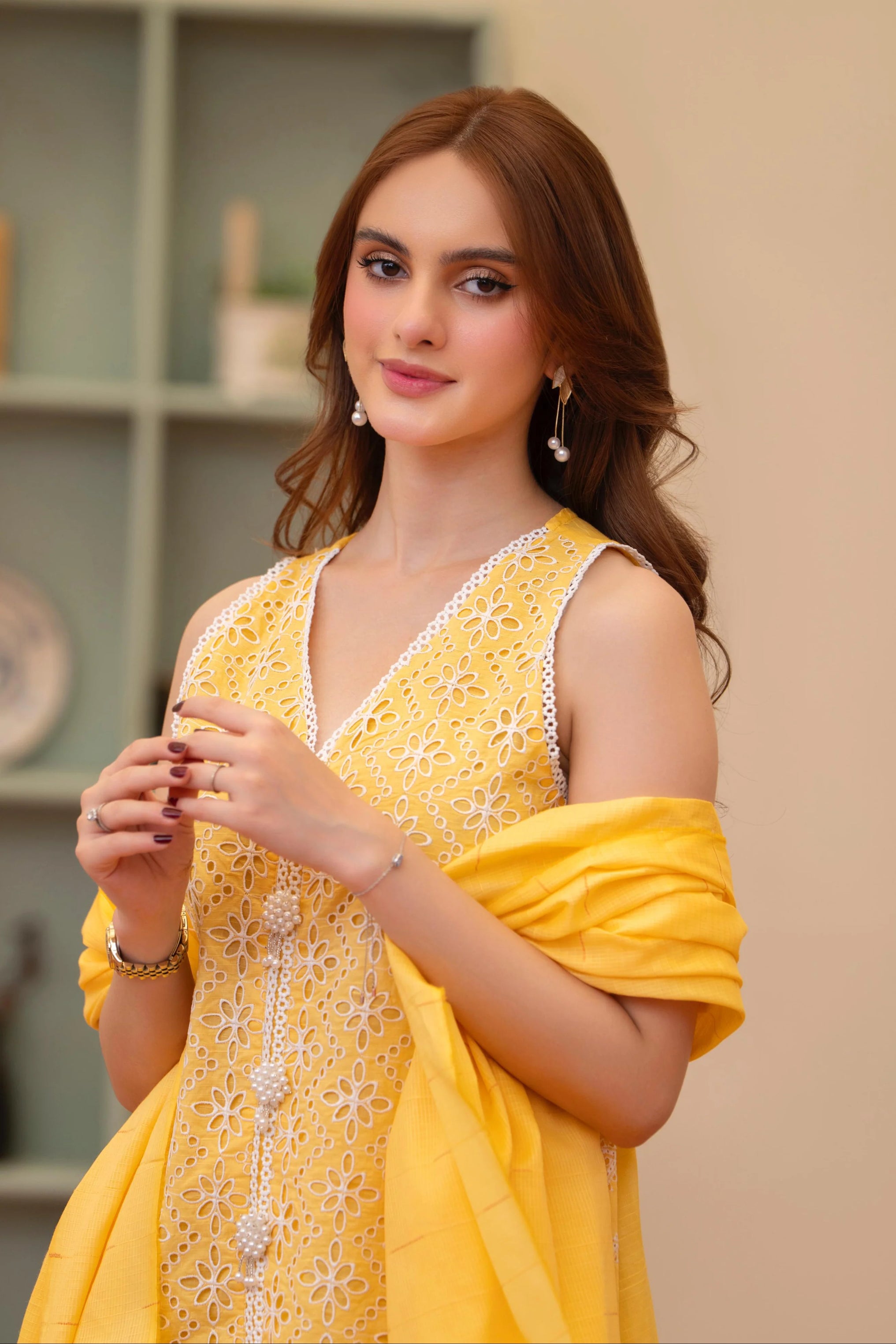 MIRAKHI - 3PC LAWN CHIKENKAARI EMBROIDERED SHIRT WITH LAWN TUBE SLUB DUPATTA AND TROUSER-BIC-6200