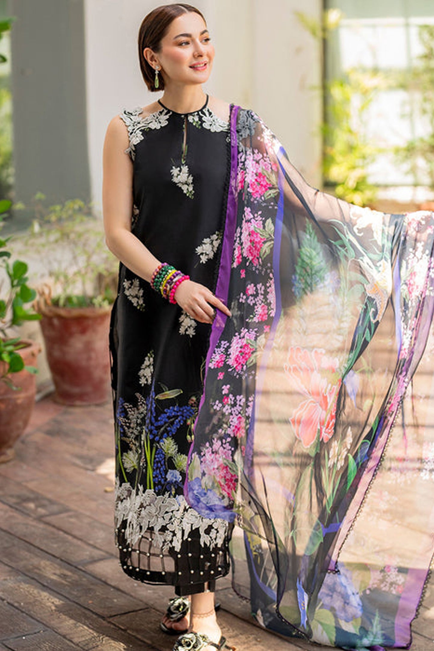 ASIFA NABEEL-3PC LAWN PRINT EMBROIDERED SHIRT WITH CHIFFON PRINT DUPATTA AND PRINT TROUSER-BIC-2515