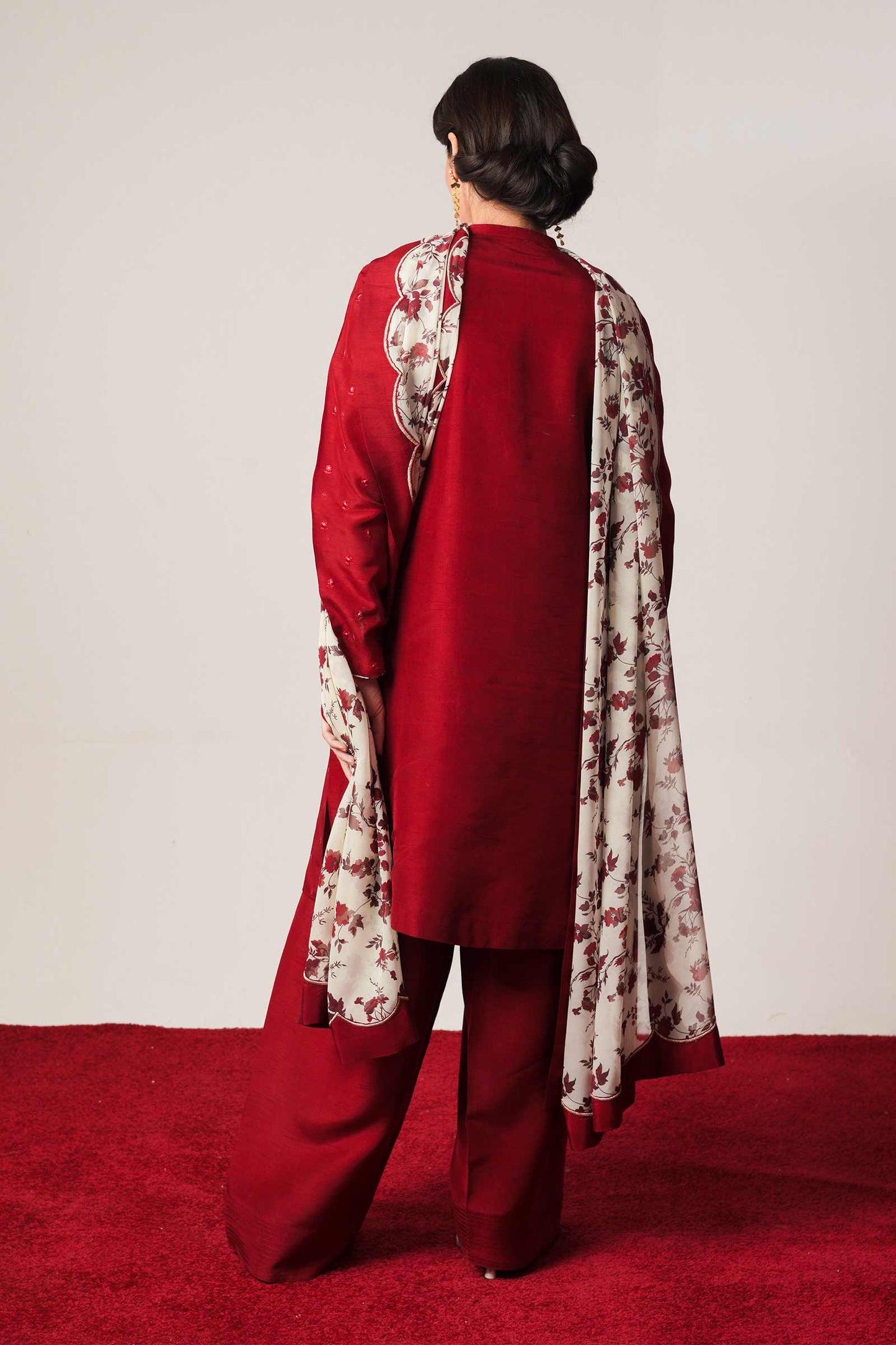 ZARASHAHJAHAN-3PC DHANAK EMBROIDERED SHIRT WITH COUTRAI WOOL PRINTED SHAWL AND DHANAK TROUSER-BIC-1249