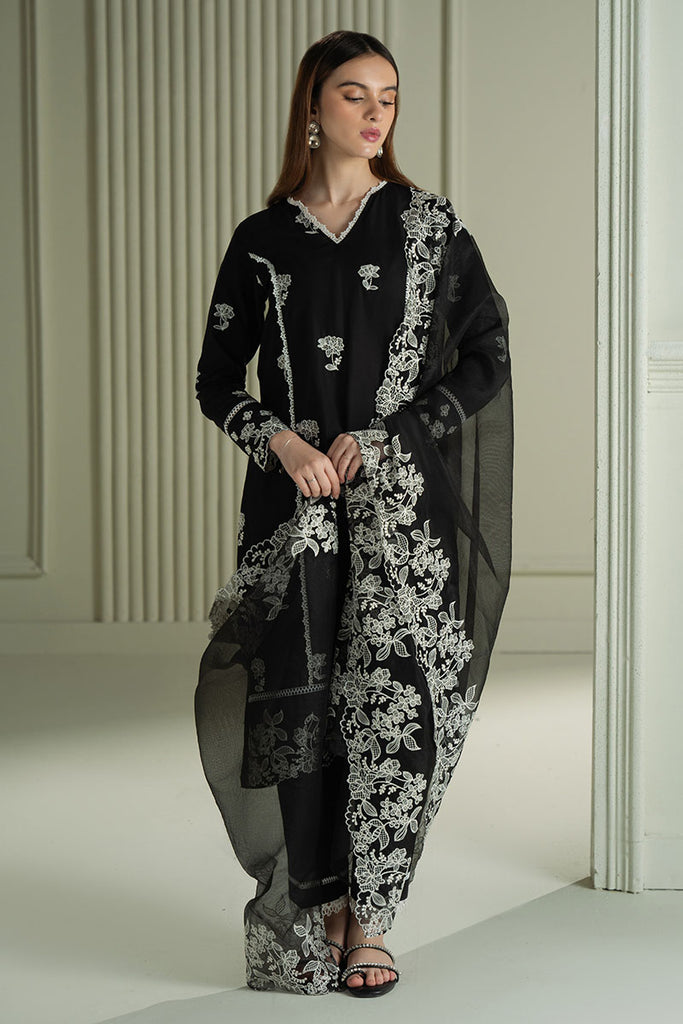 CROSS STITCH-3PC LAWN EMBROIDERED SHIRT WITH ORGANZA EMBROIDRERD DUPATTA & TROUSER-BIC-3666