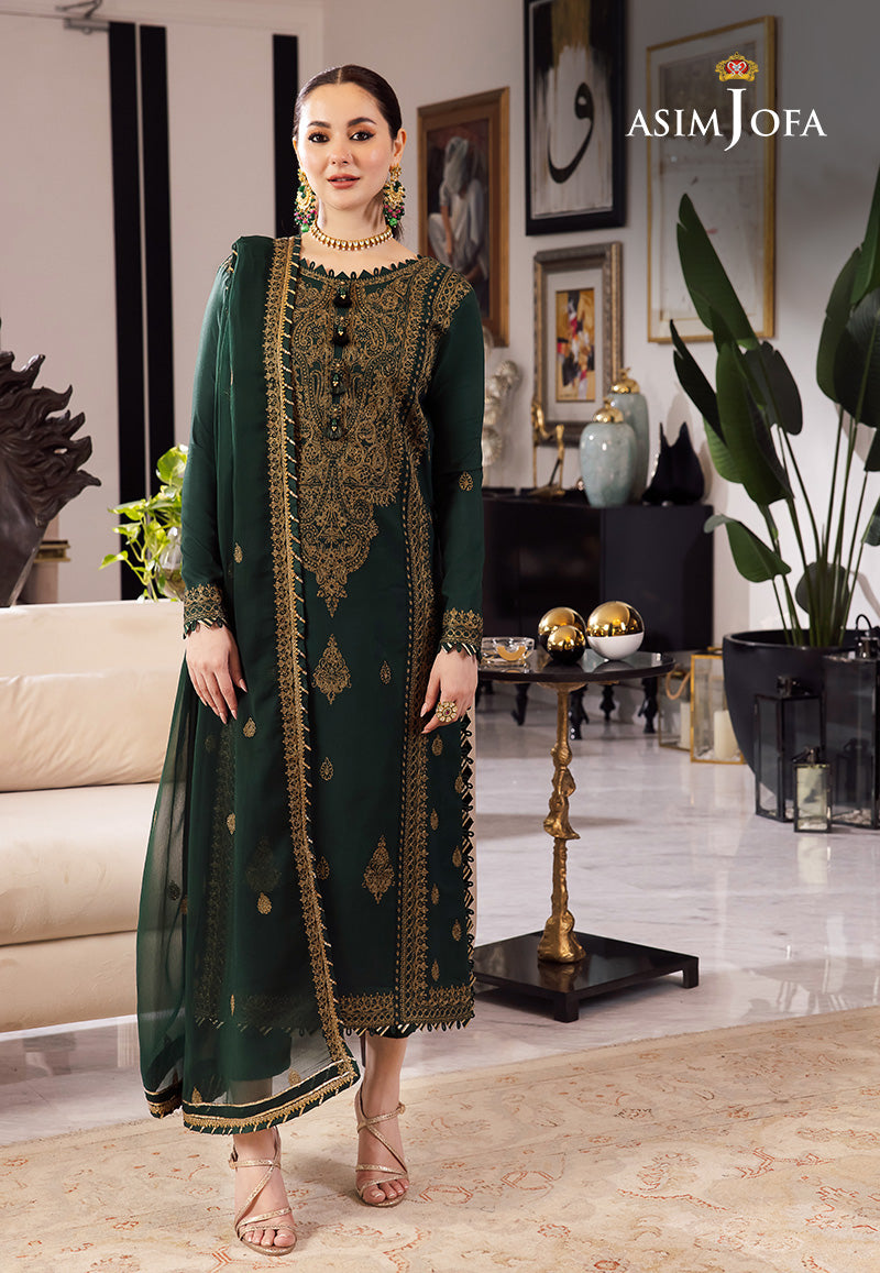 ASIM JOFA-3PC LAWN EMBROIDRED SHIRT WITH LAWN EMBROIDRED DUPATTA AND TROUSER-BIC-3609