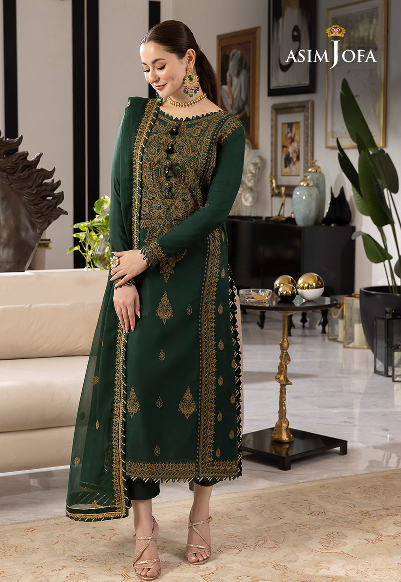 ASIM JOFA-3PC LAWN EMBROIDRED SHIRT WITH LAWN EMBROIDRED DUPATTA AND TROUSER-BIC-3609