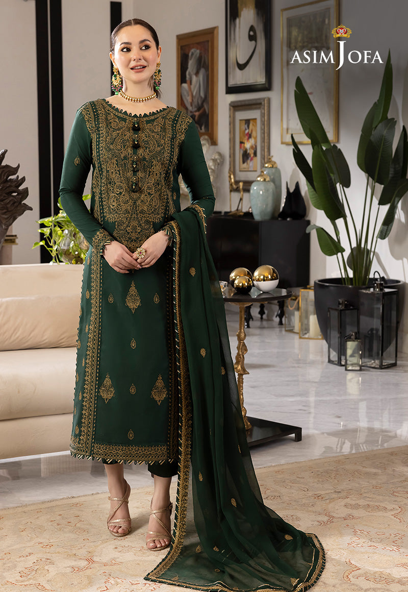 ASIM JOFA-3PC LAWN EMBROIDRED SHIRT WITH LAWN EMBROIDRED DUPATTA AND TROUSER-BIC-3609