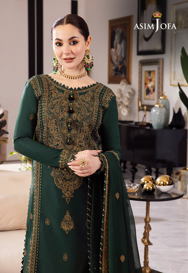 ASIM JOFA-3PC LAWN EMBROIDRED SHIRT WITH LAWN EMBROIDRED DUPATTA AND TROUSER-BIC-3609