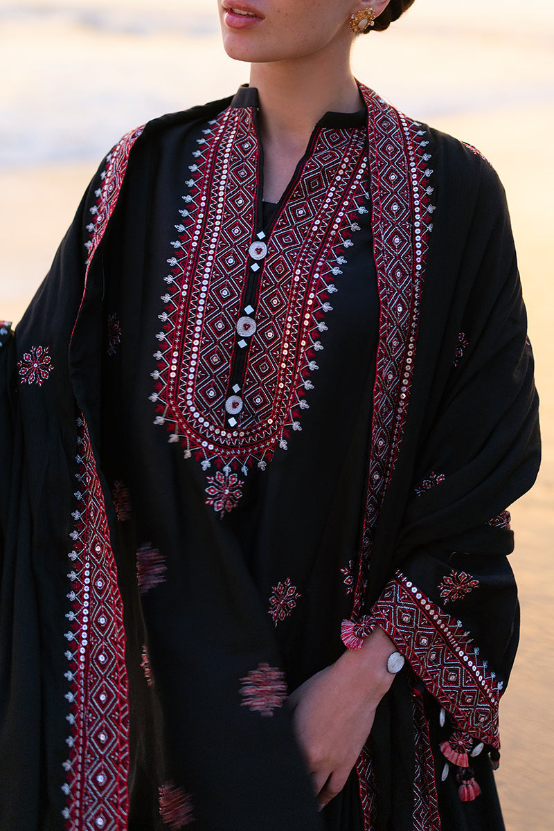 CROSS STITCH-3PC DHANAK EMBROIDERED SHIRT WITH DHANAK EMBROIDERED SHAWL AND TROUSER BIC-4336
