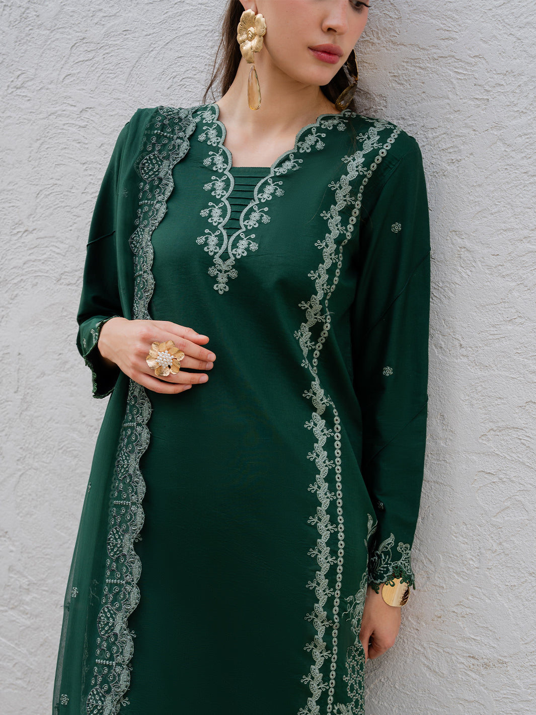 YARD-3PC LAWN EMBROIDERED SHIRT WITH KHAADI NET EMBROIDERED DUPATTA AND TROUSER-BIC-4827