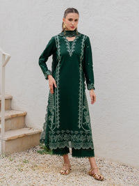 YARD-3PC LAWN EMBROIDERED SHIRT WITH KHAADI NET EMBROIDERED DUPATTA AND TROUSER-BIC-4827