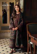 ASIM JOFA-3PC DHANAK EMBROIDERED SHIRT WITH DHANAK EMBROIDERED SHAWL AND TROUSER-BIC-5206