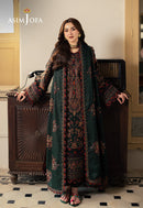 ASIM JOFA-3PC DHANAK EMBROIDERED SHIRT WITH DHANAK EMBROIDERED SHAWL AND TROUSER-BIC-5206