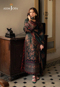 ASIM JOFA-3PC DHANAK EMBROIDERED SHIRT WITH DHANAK EMBROIDERED SHAWL AND TROUSER-BIC-5206