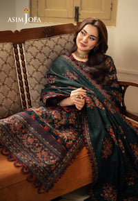 ASIM JOFA-3PC DHANAK EMBROIDERED SHIRT WITH DHANAK EMBROIDERED SHAWL AND TROUSER-BIC-5206