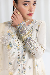 QALAMQAR - 3PC LAWN EMBROIDERED SHIRT WITH NET EMBROIDERED DUPATTA AND TROUSER -BIC-3801